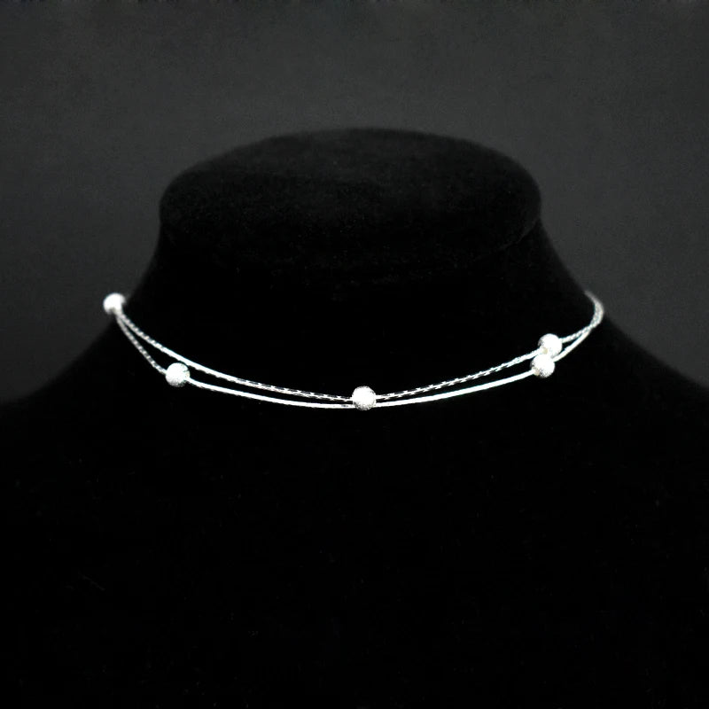 Double Layer Frosted Beads Anklets Women