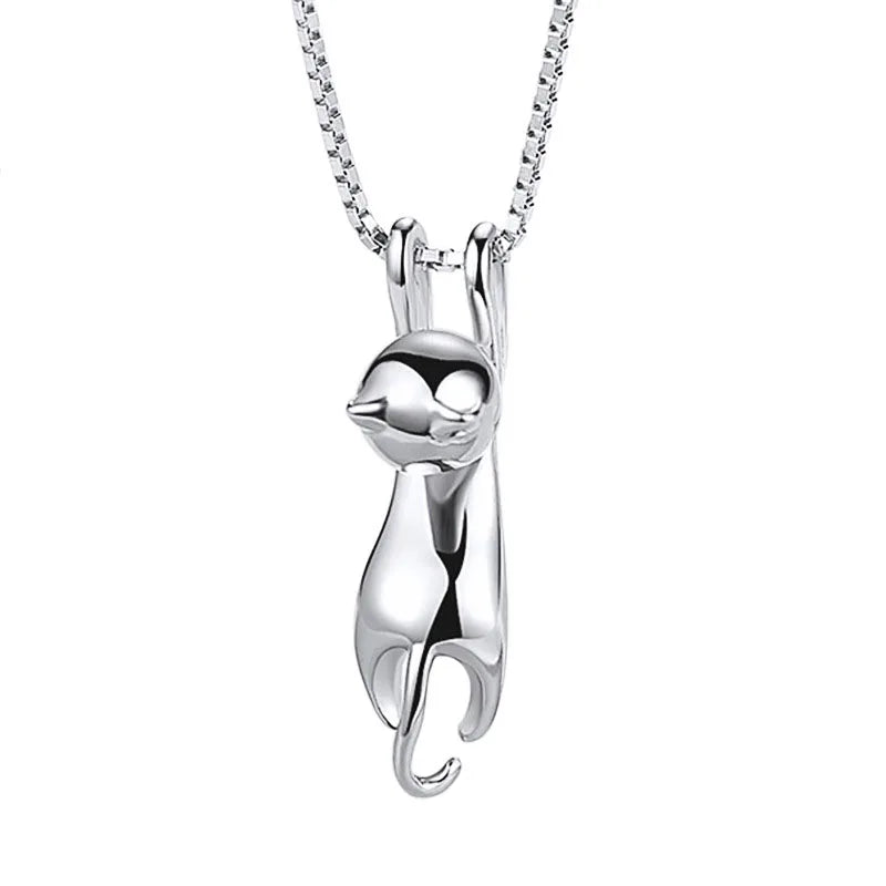 Cute Cat Jewelry Set Necklace And Earrings