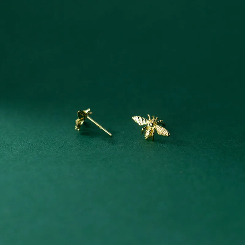 Punk Rock Geometric Insect Bee Piercing Stud Earrings
