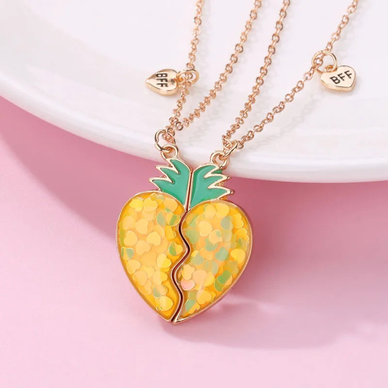 2Pcs/set Summer Cartoon Yellow Pineapple Magnet Pendant