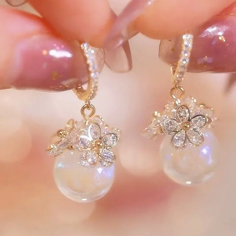 Daisy Flower Pendant Hoop Earrings