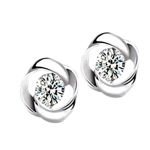 1Pair Beautiful Silvering Earrings Crystal Shiny