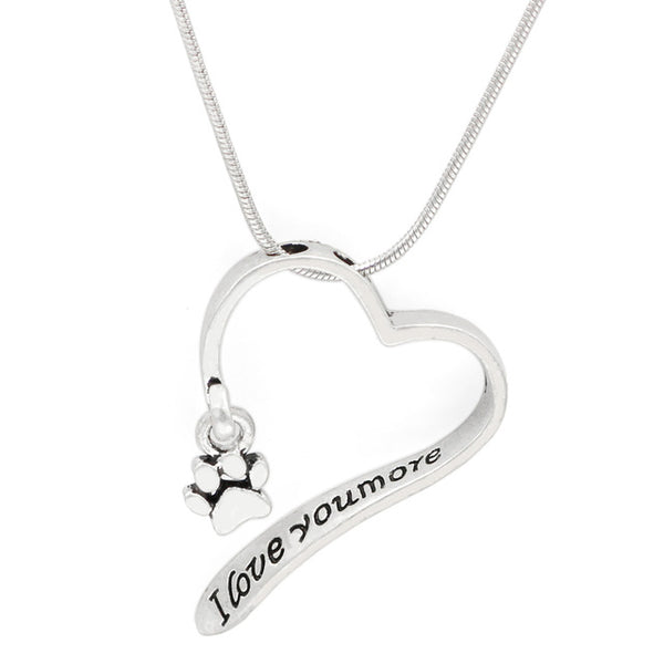 Lovely animal necklace Cute Pet Memorial i love you more dog animal Paw Necklace