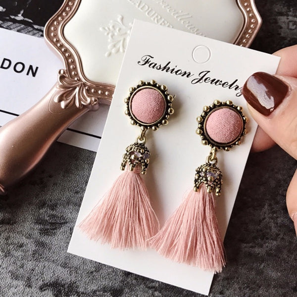 Pink Tiny Tassel Earrings