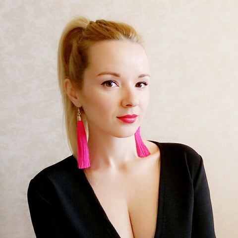 Pink Long Tassel Earrings